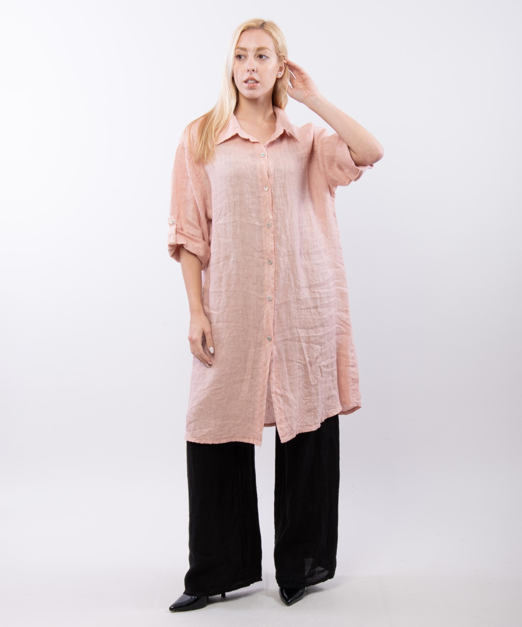 camicia lunga con bottoni