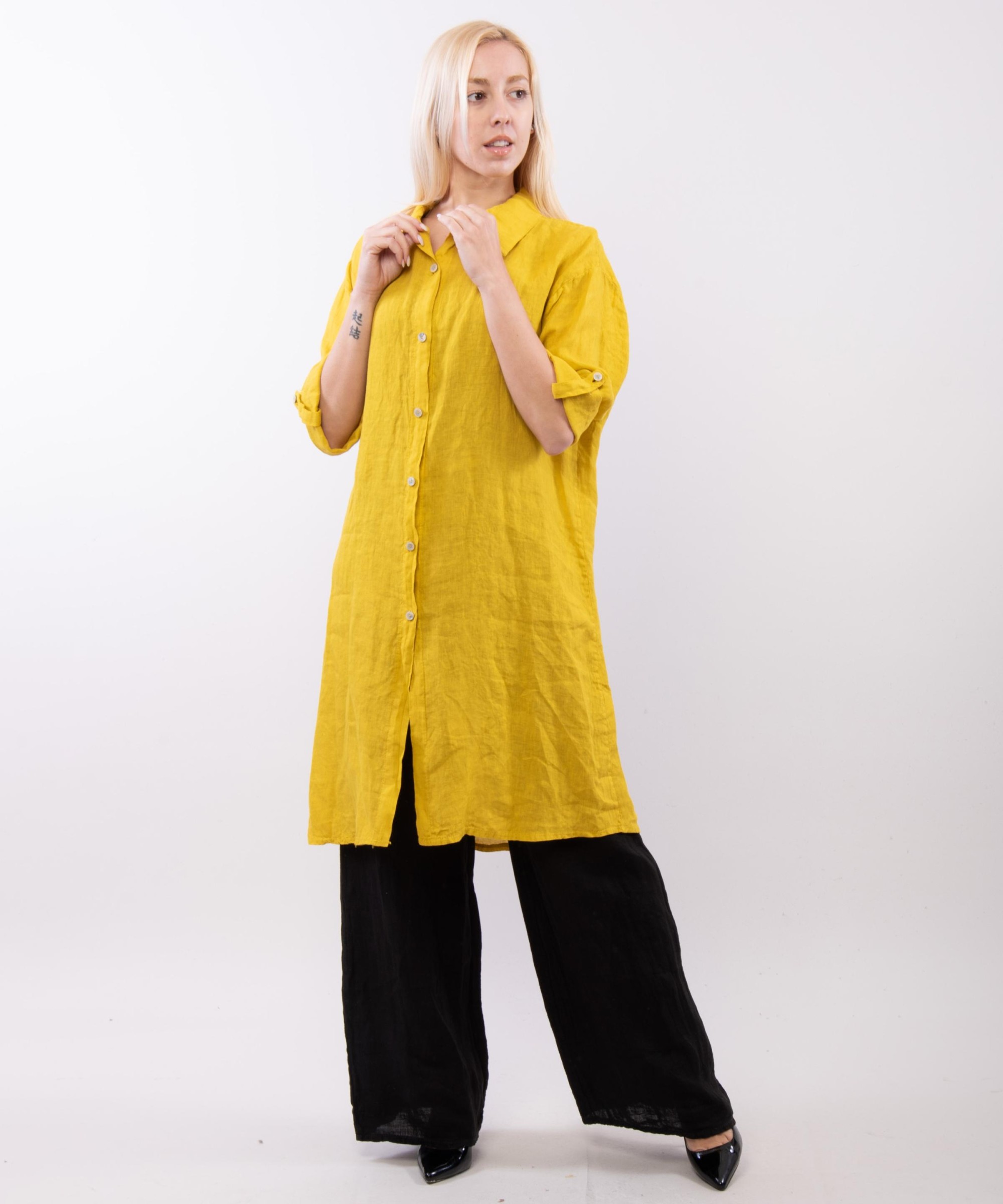 camicia lunga con bottoni