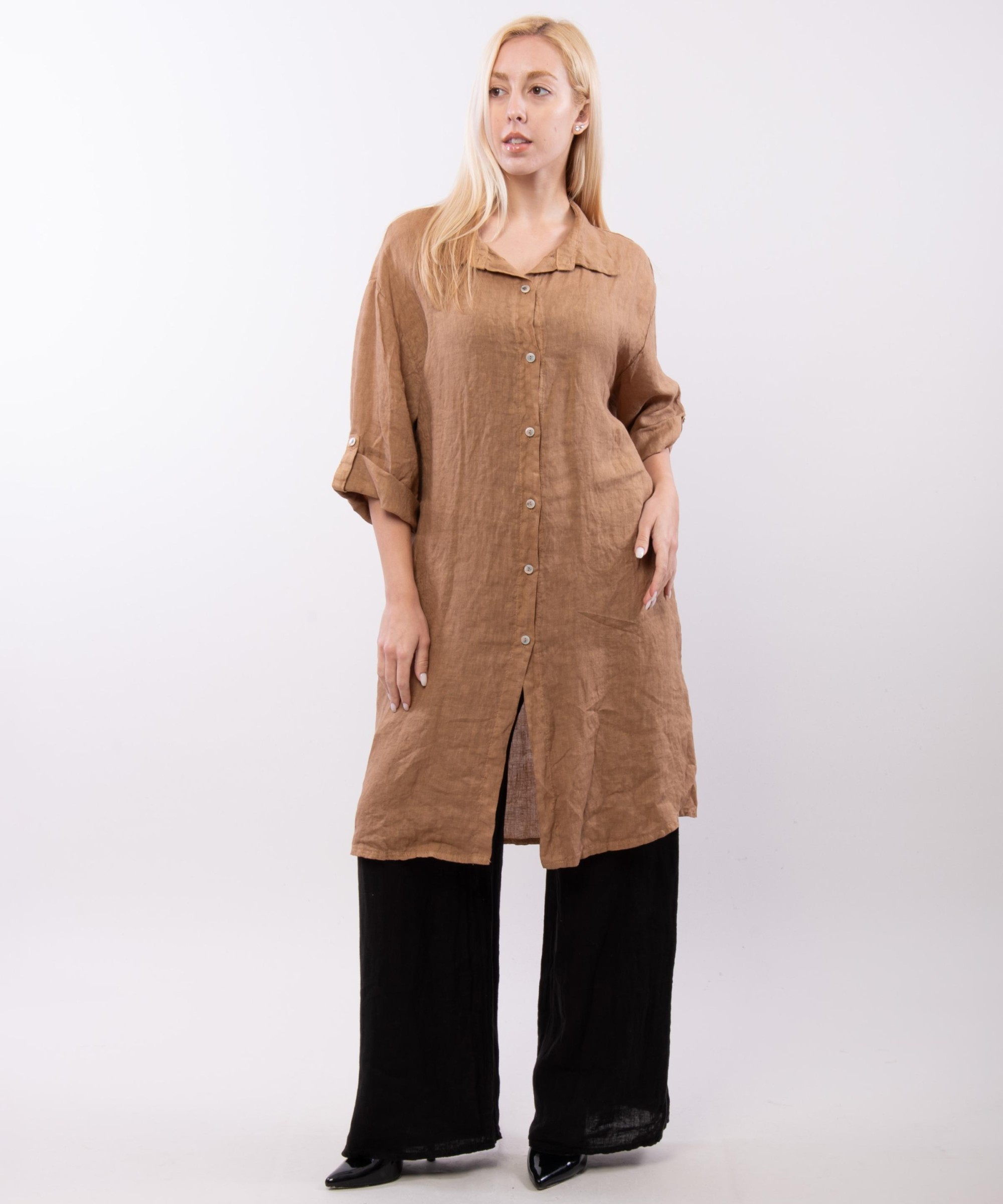 camicia lunga con bottoni