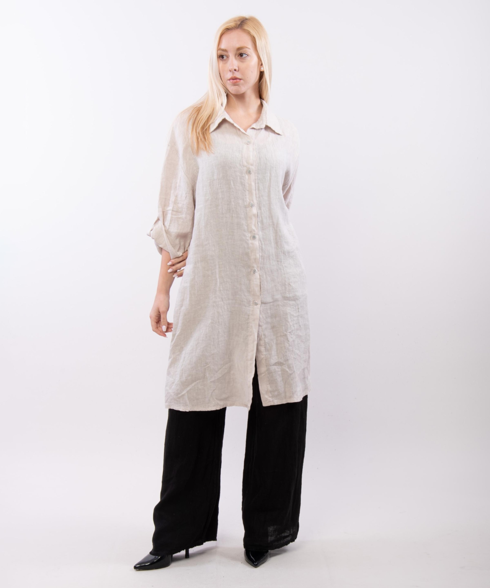 camicia lunga con bottoni