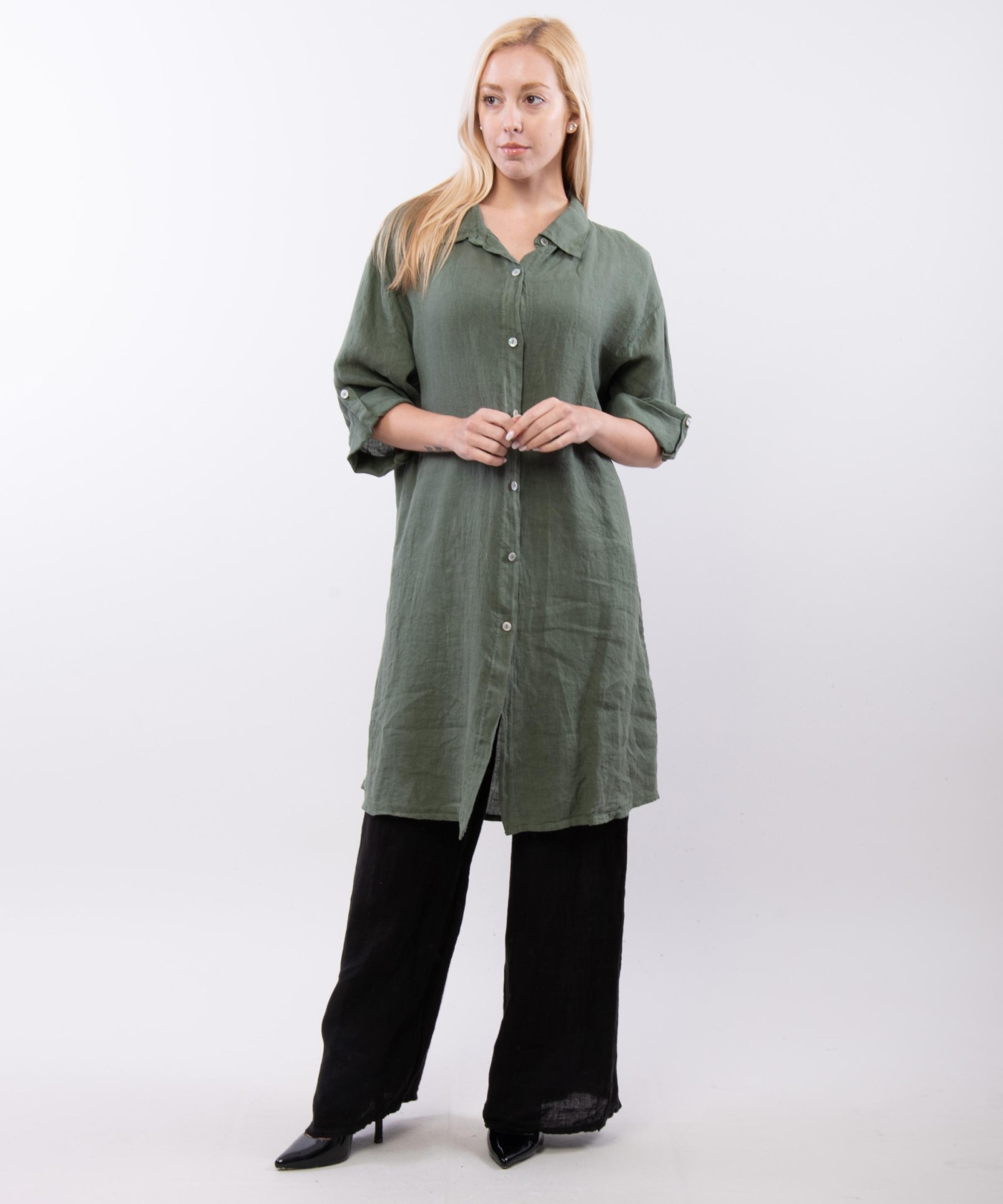camicia lunga con bottoni