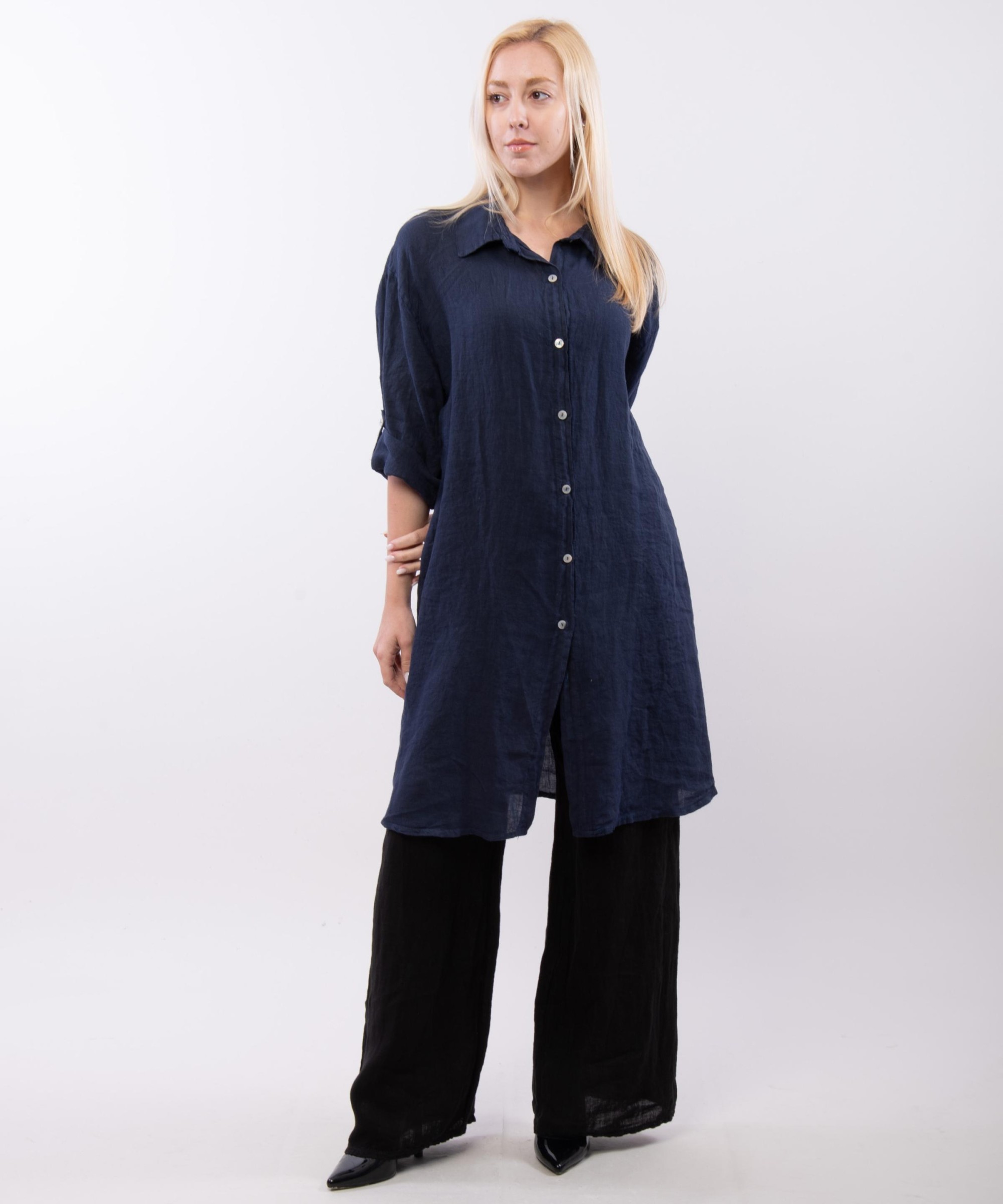 camicia lunga con bottoni