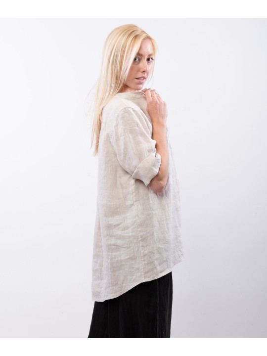 camicia collo alla coreana con due bottoni