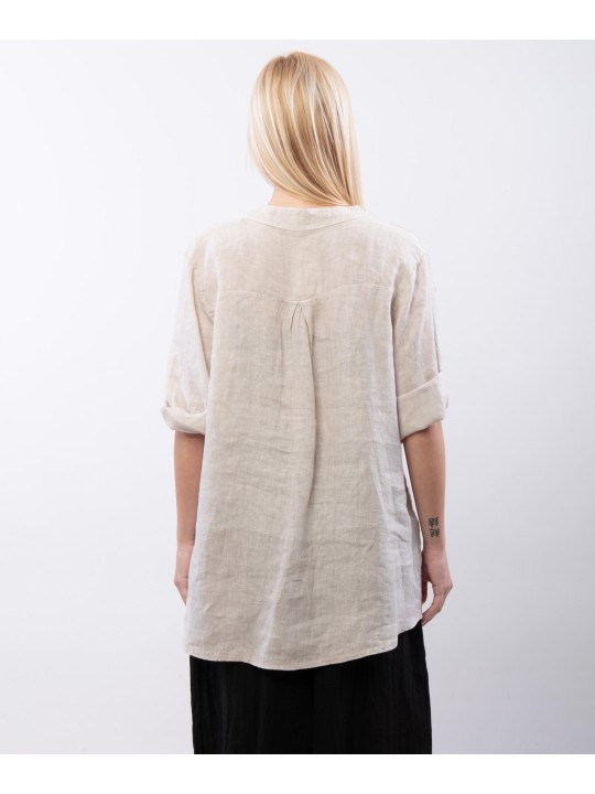 camicia collo alla coreana con due bottoni