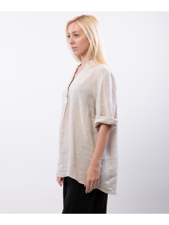 camicia collo alla coreana con due bottoni