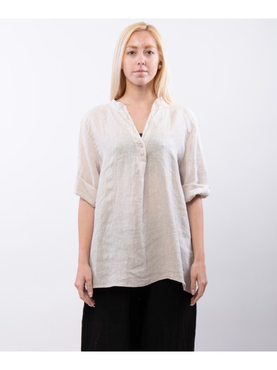 camicia collo alla coreana con due bottoni