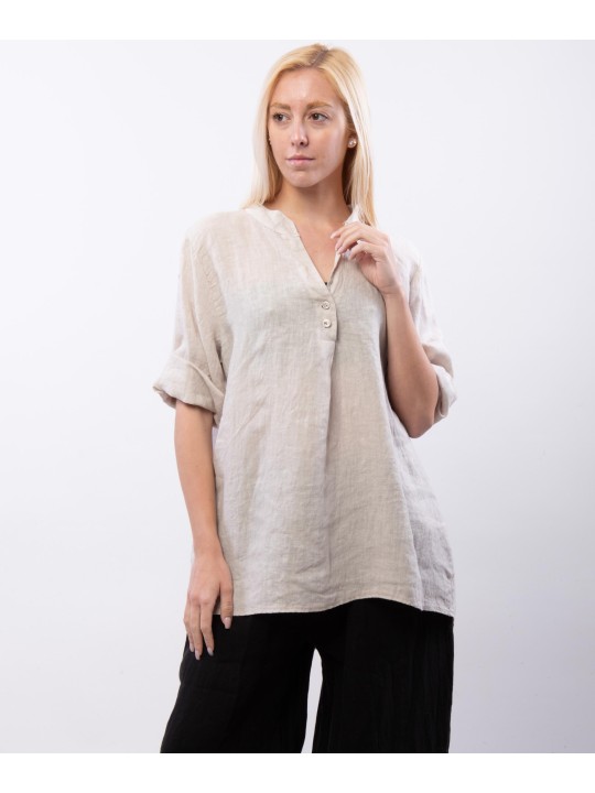 camicia collo alla coreana con due bottoni