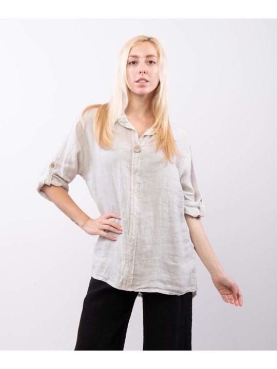 Camicia Lino Bottone Singolo