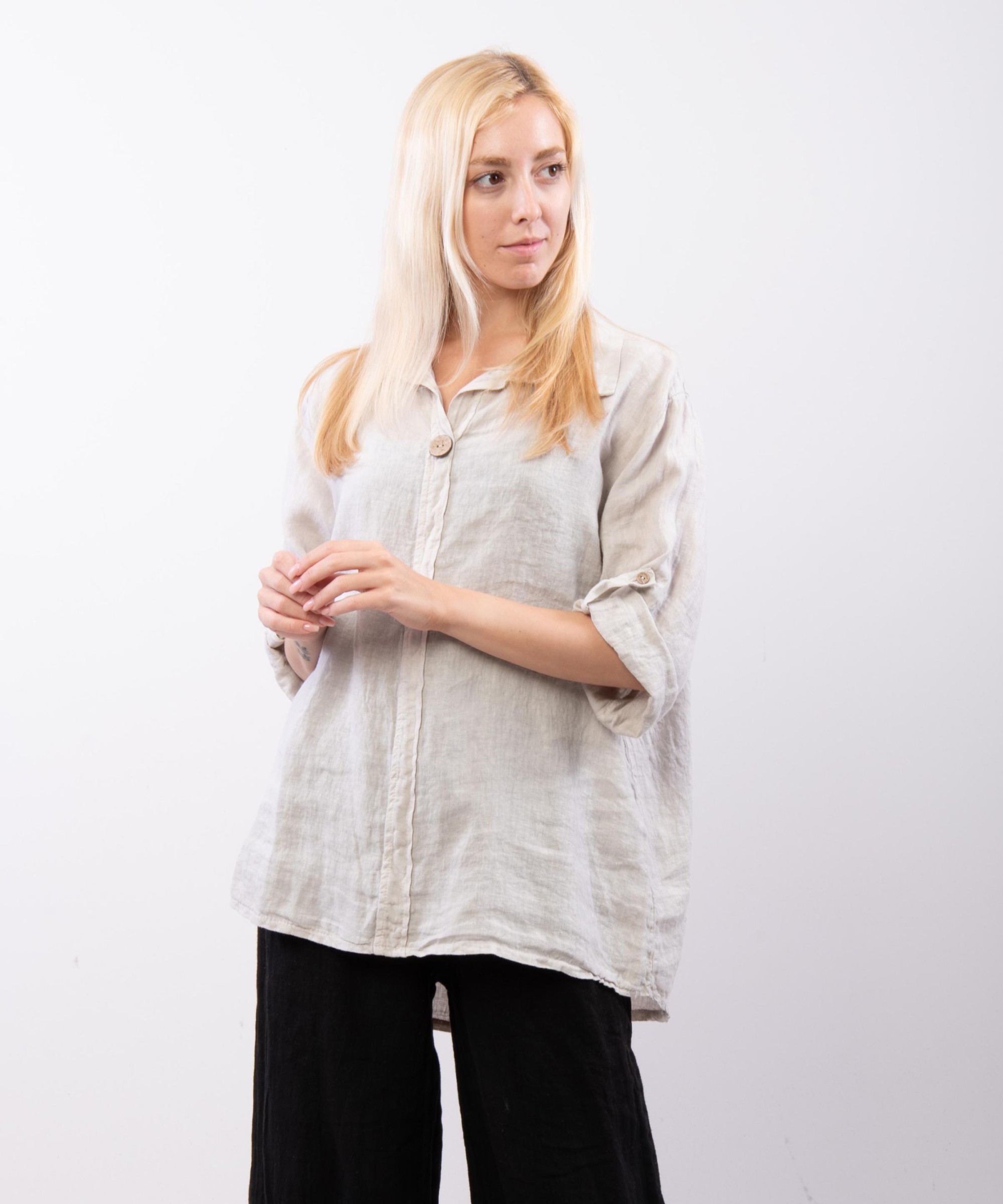 Camicia Lino Bottone Singolo