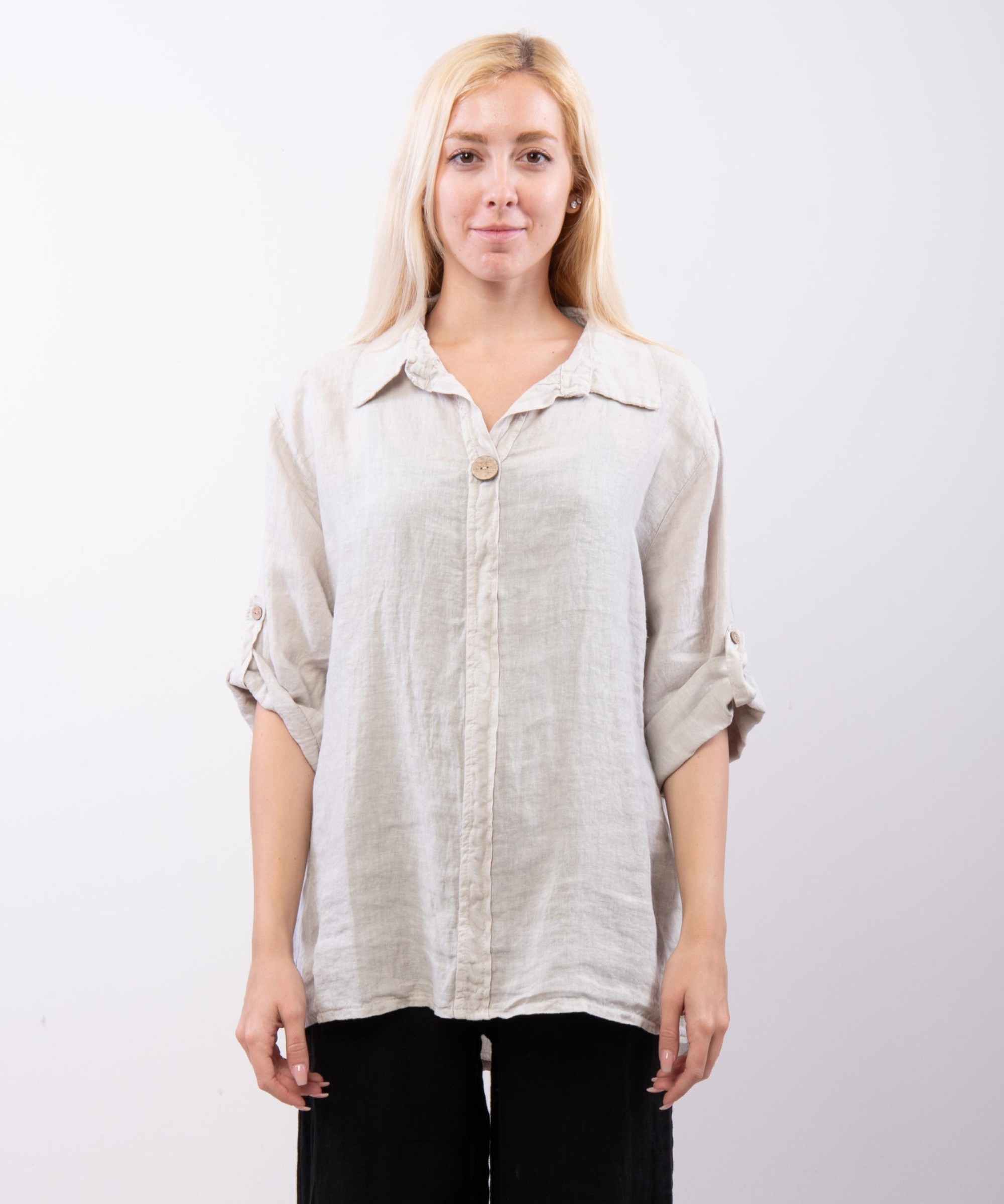 Camicia Lino Bottone Singolo