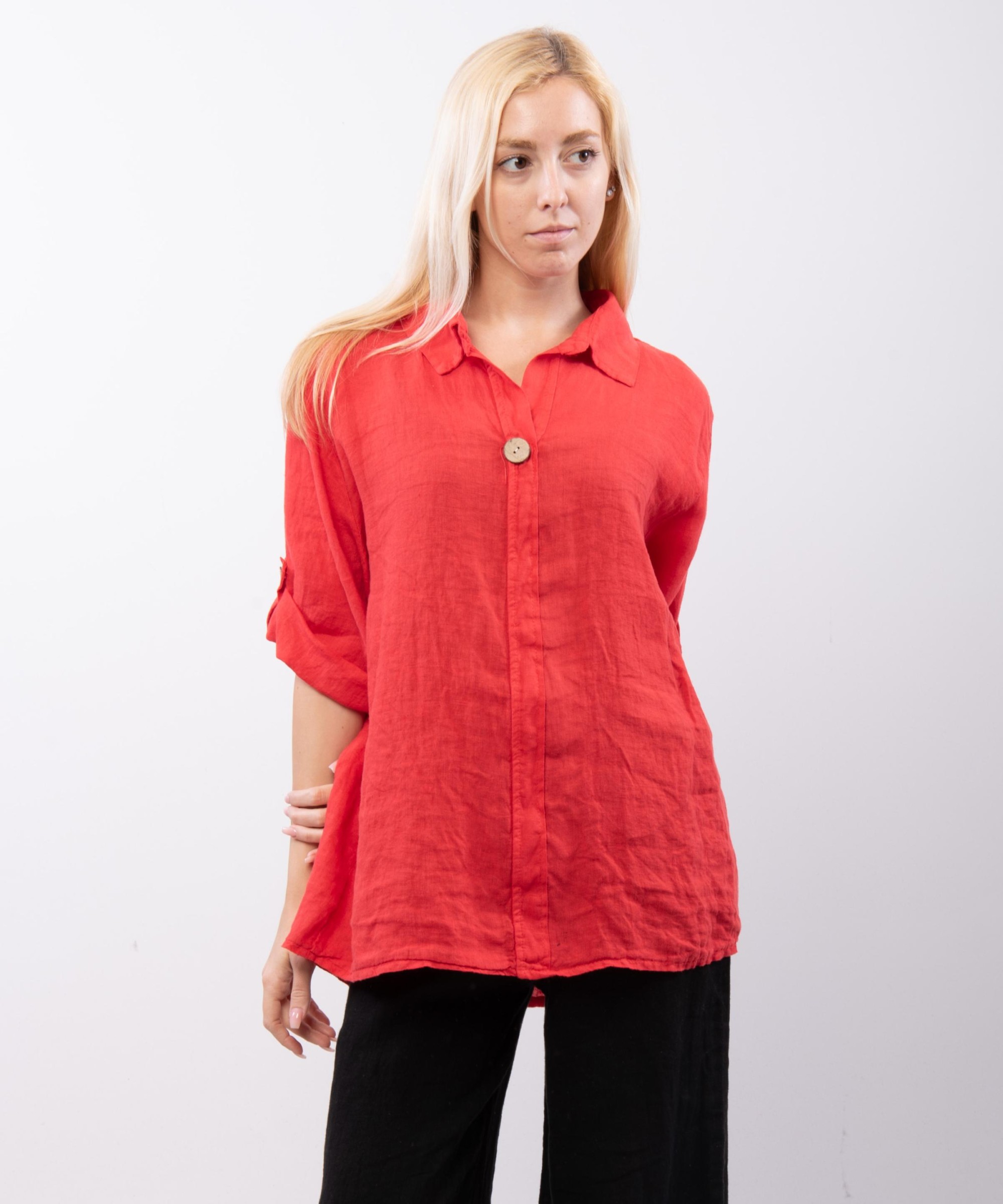 Camicia Lino Bottone Singolo