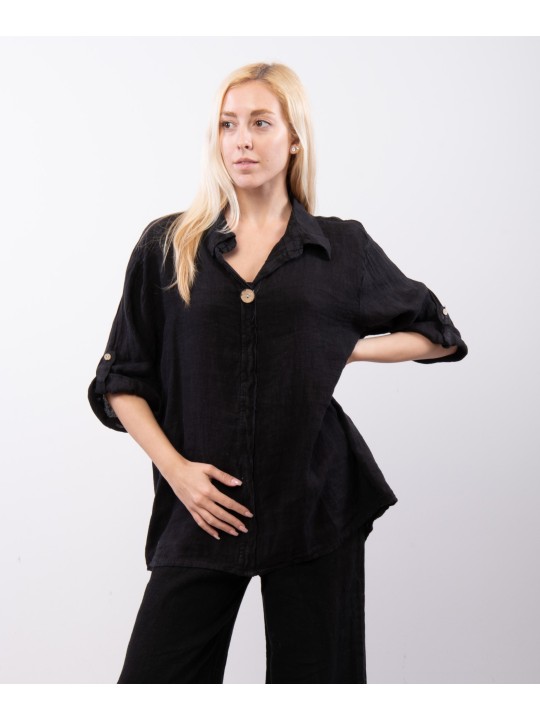 Camicia Lino Bottone Singolo