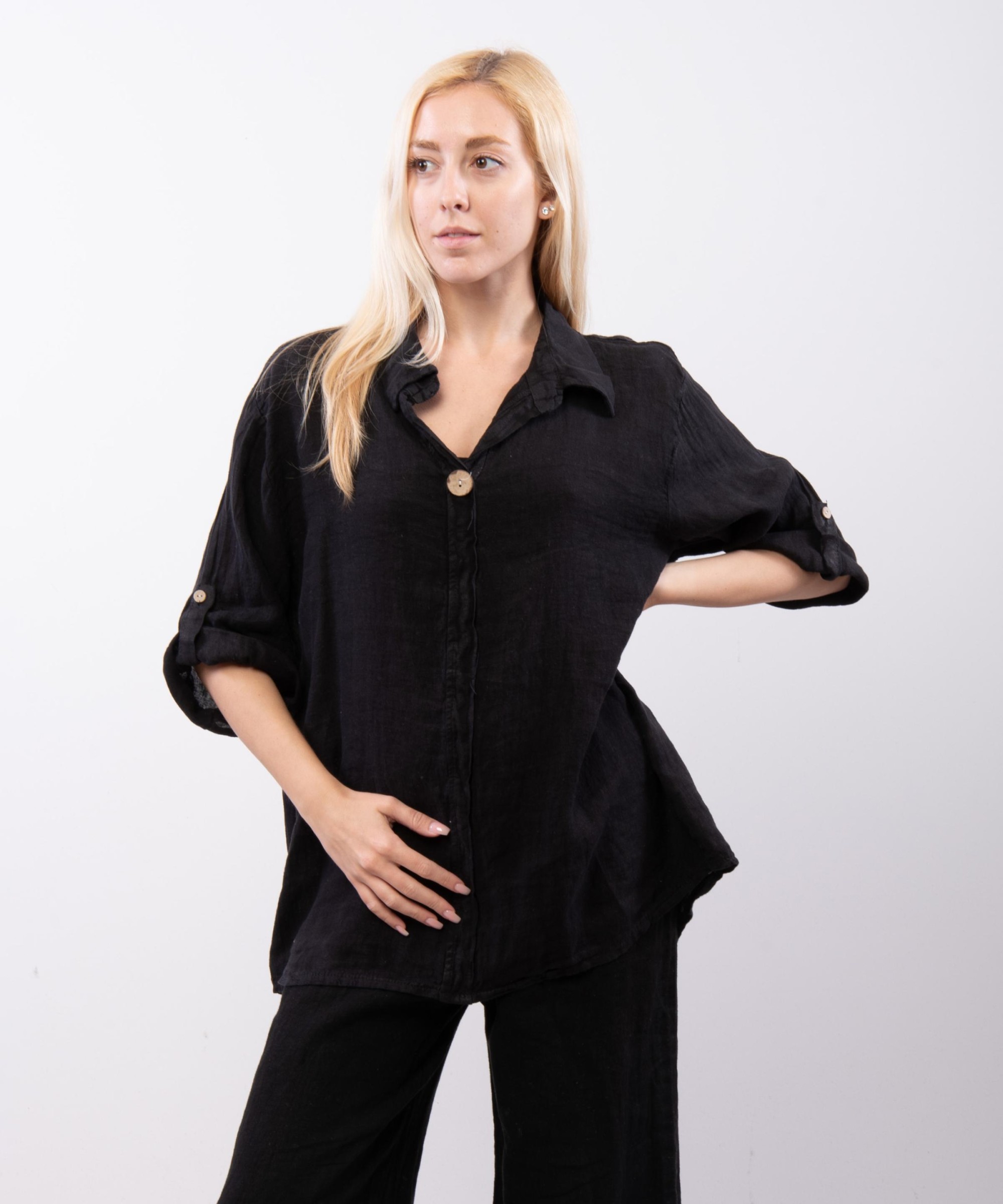 Camicia Lino Bottone Singolo