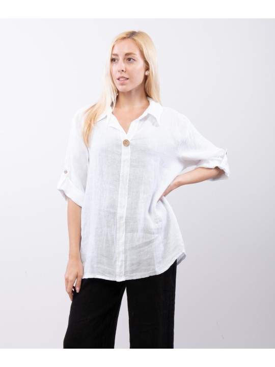 Camicia Lino Bottone Singolo