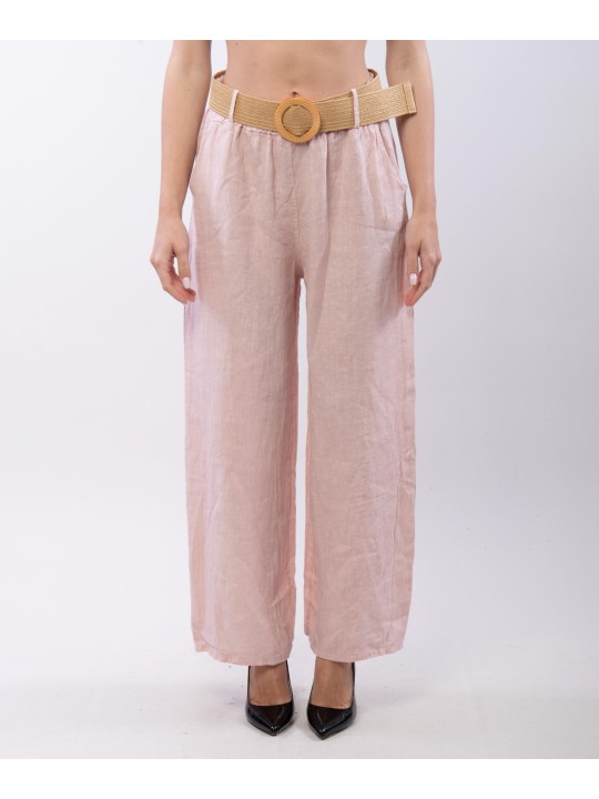 Pantalone Culotte Lino con Cintura
