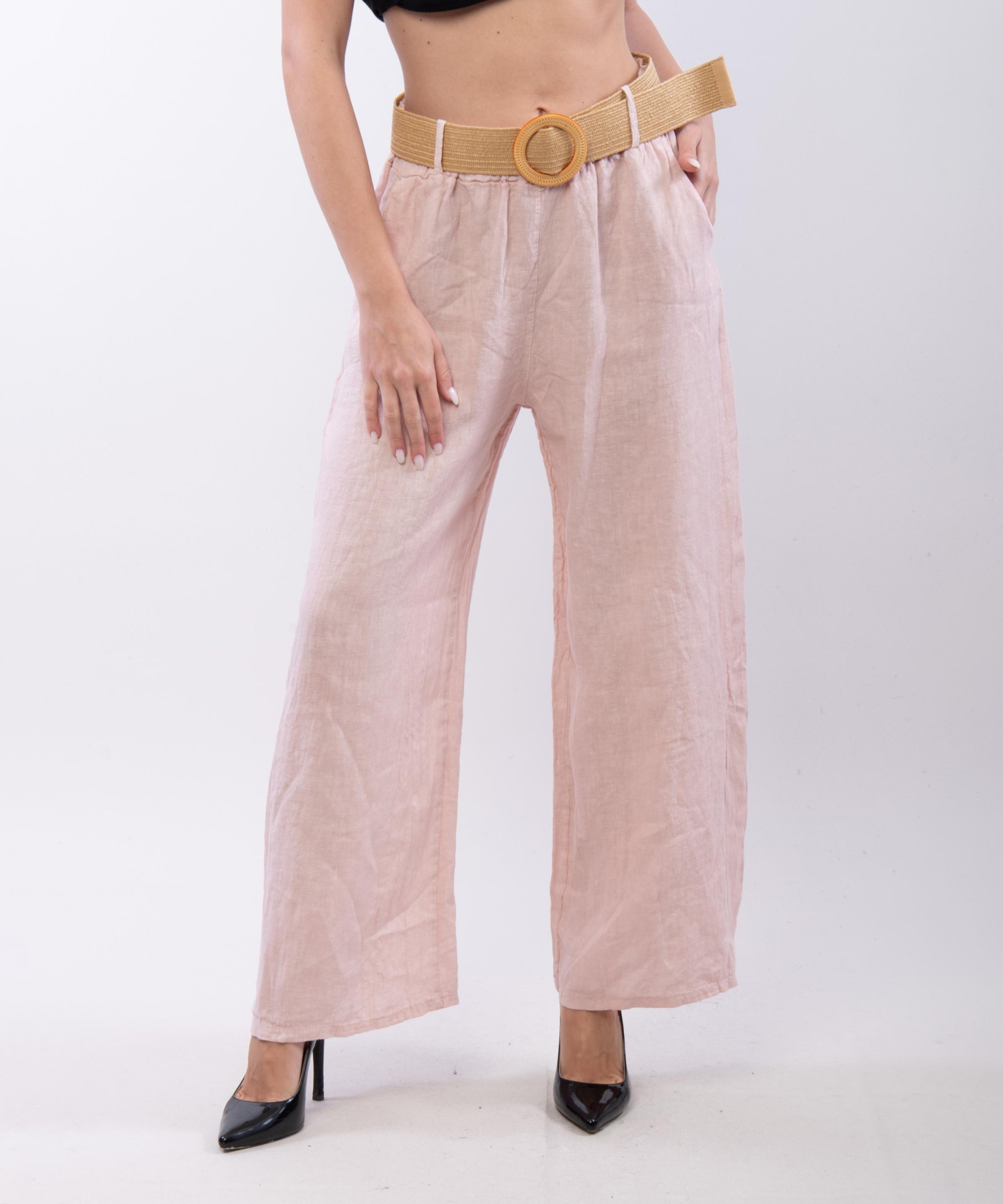 Pantalone Culotte Lino con Cintura
