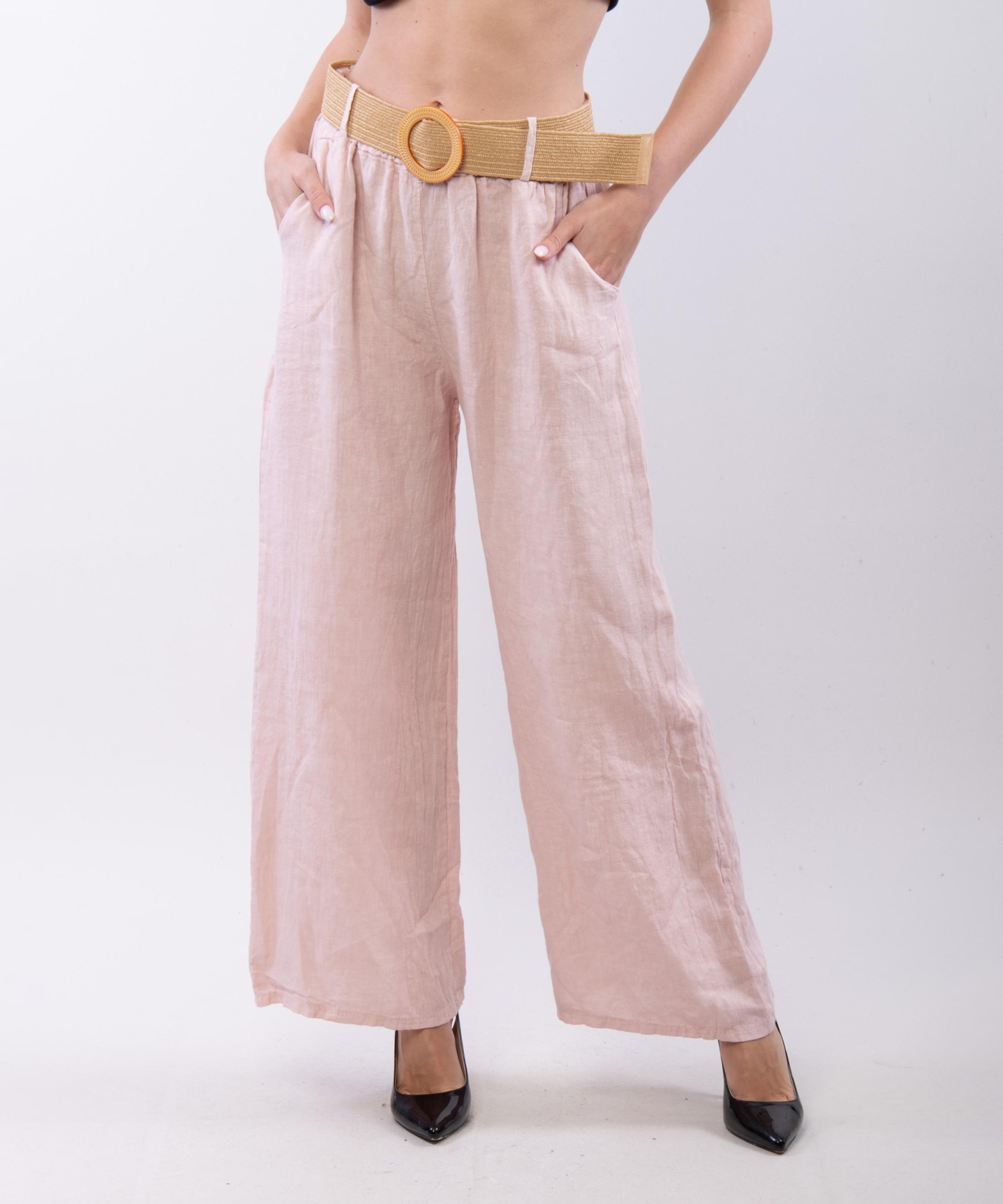 Pantalone Culotte Lino con Cintura