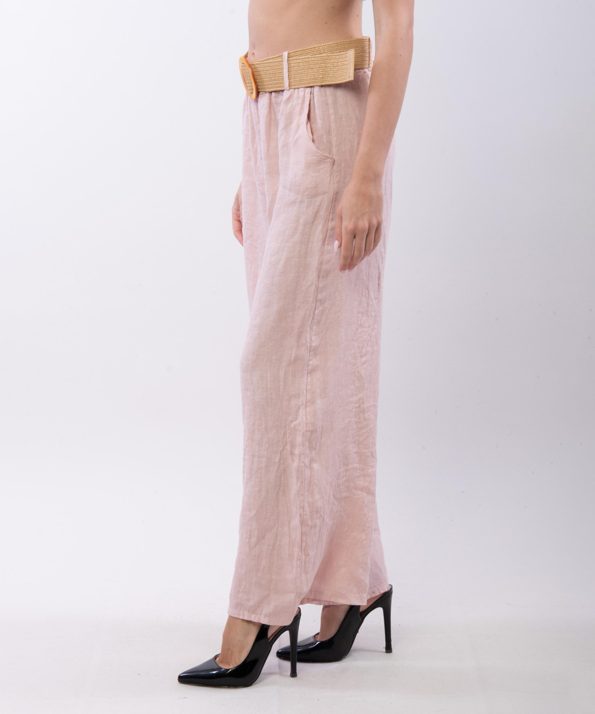 Pantalone Culotte Lino con Cintura