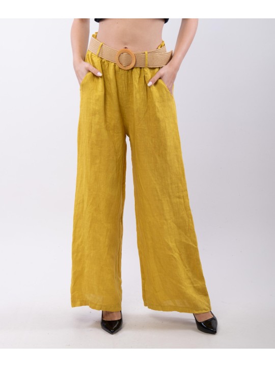 Pantalone Culotte Lino con Cintura