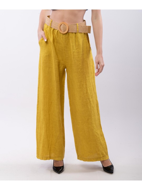 Pantalone Culotte Lino con Cintura