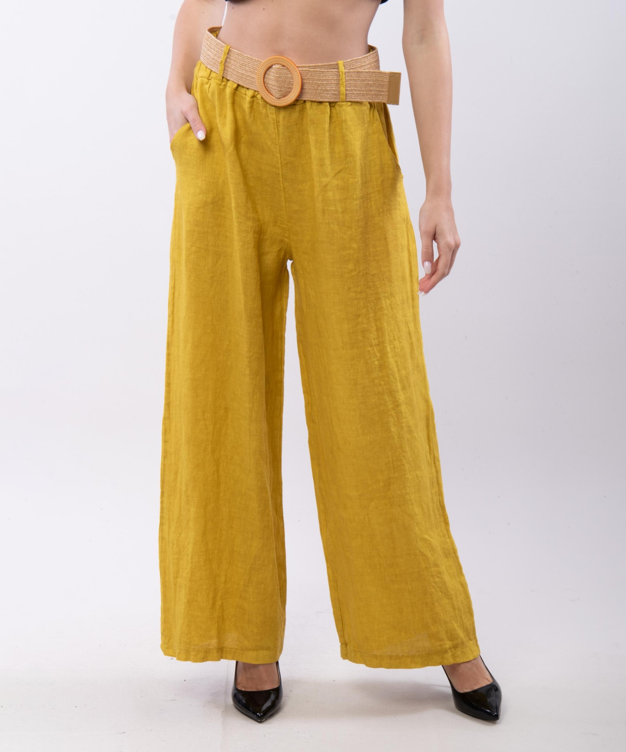 Pantalone Culotte Lino con Cintura