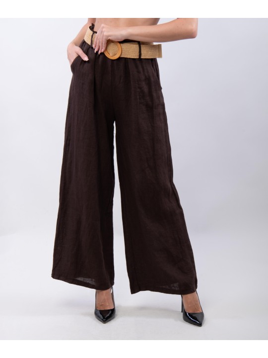 Pantalone Culotte Lino con Cintura