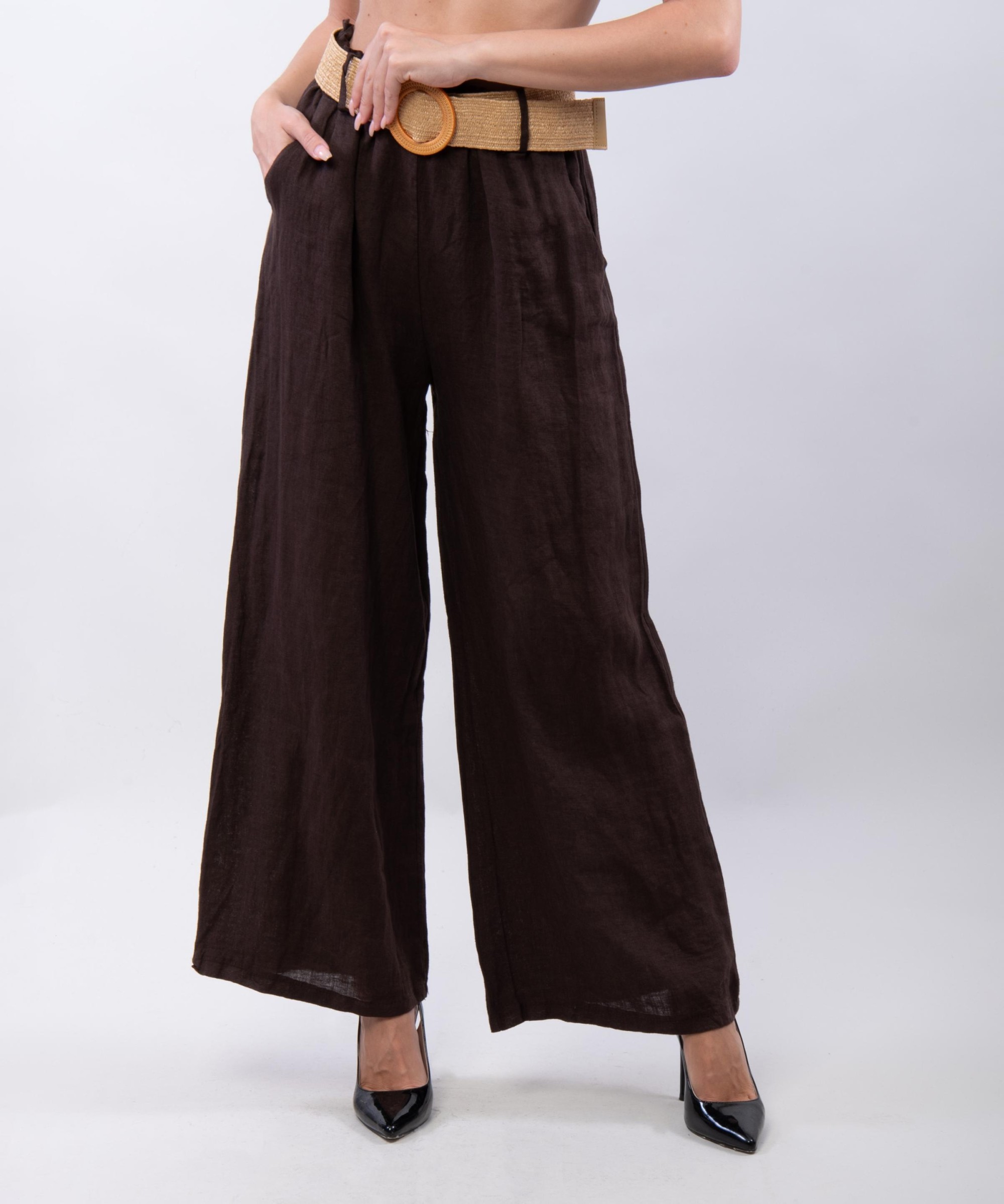 Pantalone Culotte Lino con Cintura