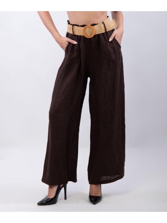 Pantalone Culotte Lino con Cintura