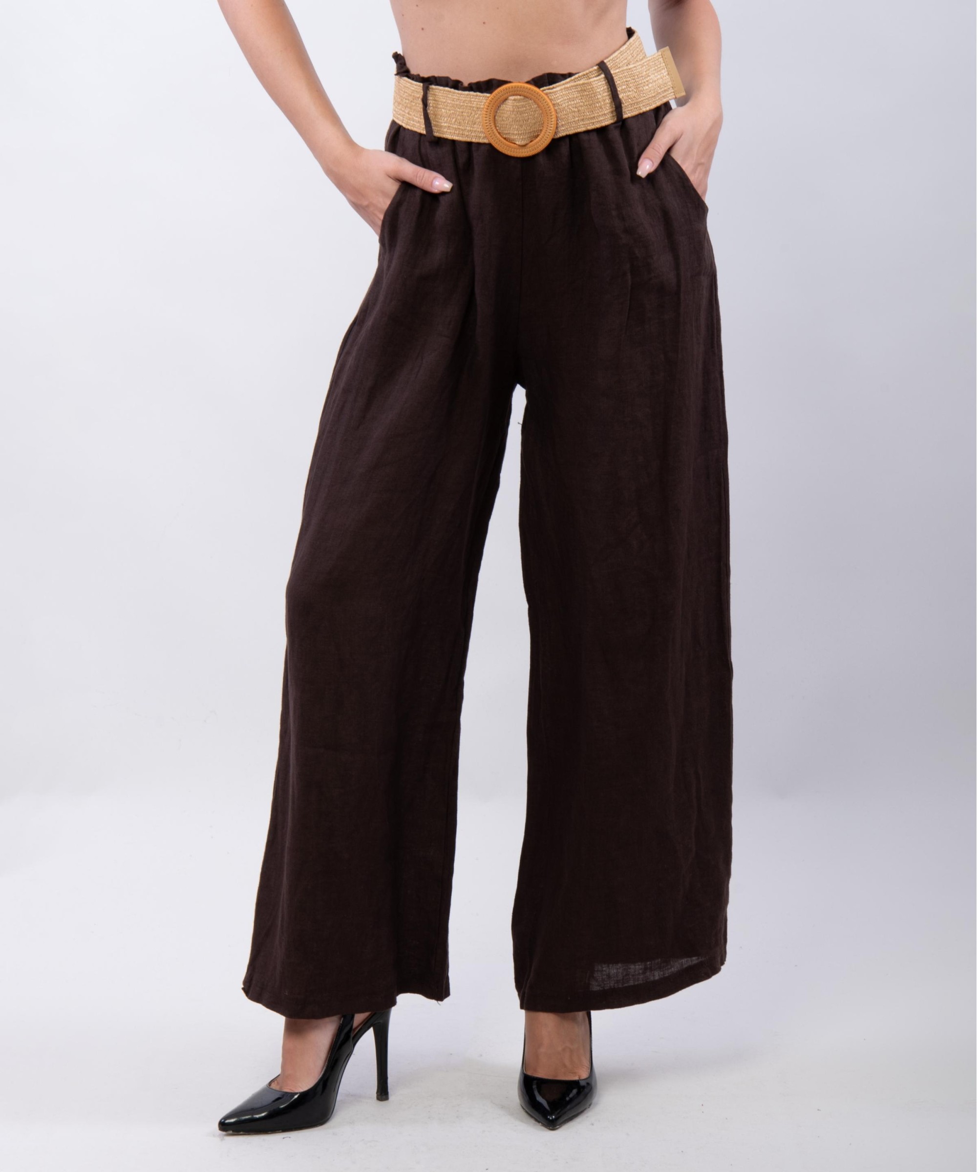 Pantalone Culotte Lino con Cintura