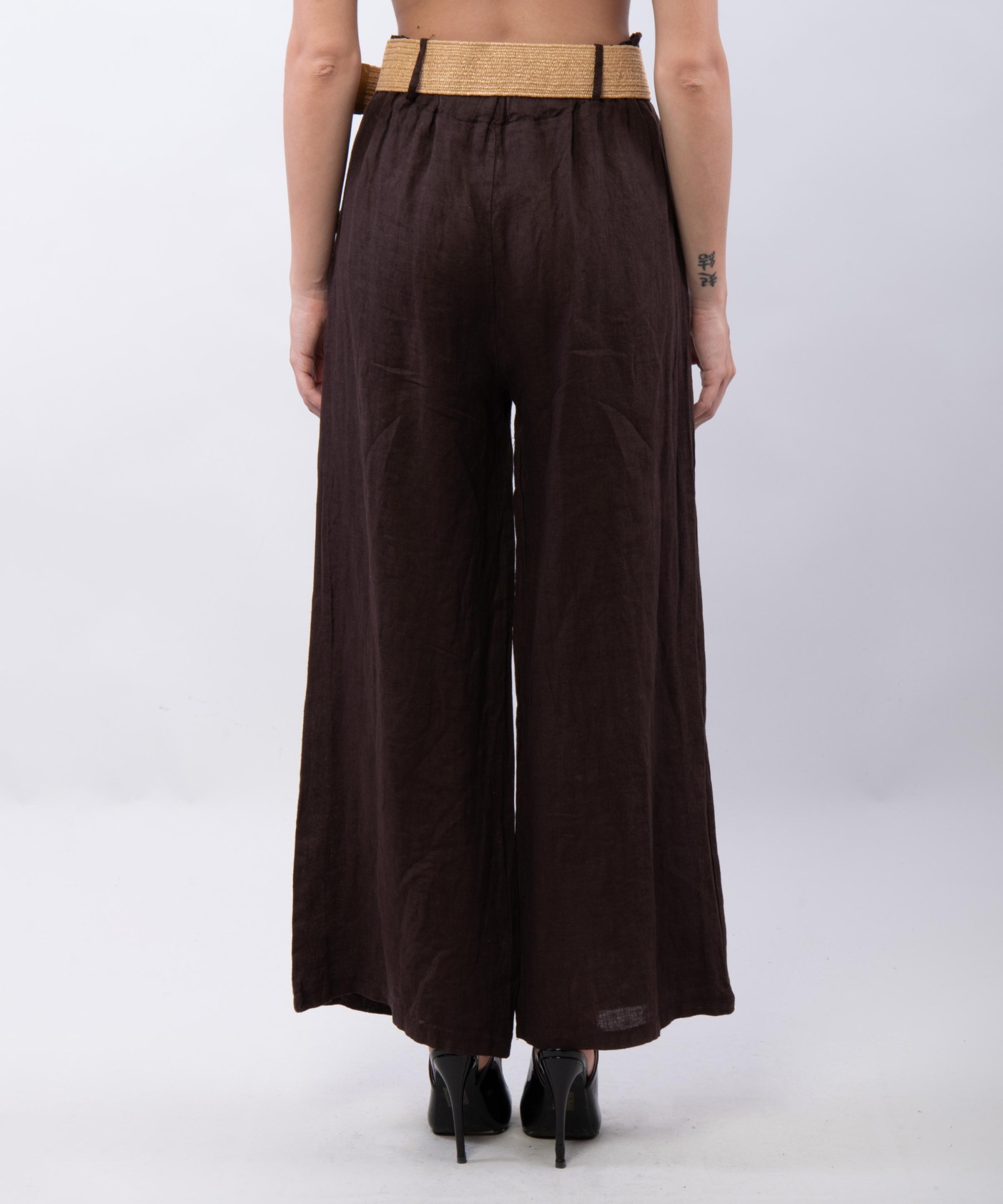 Pantalone Culotte Lino con Cintura