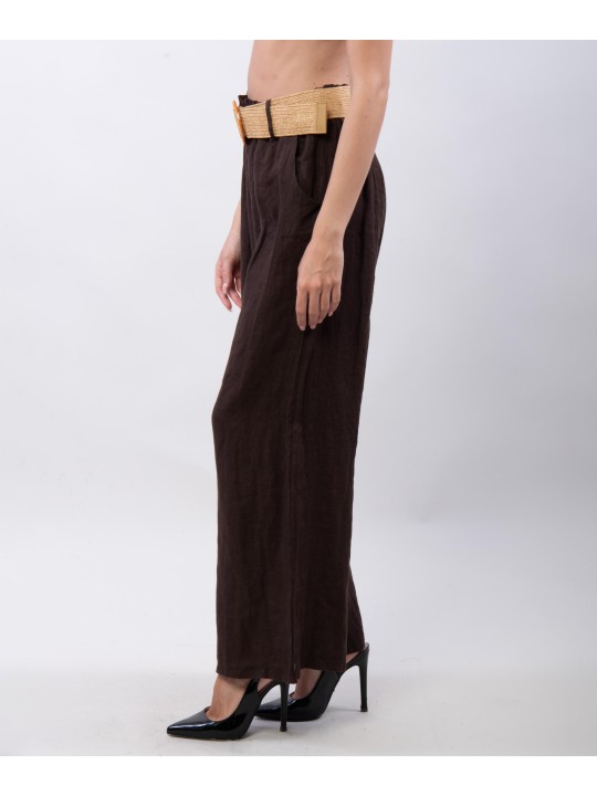 Pantalone Culotte Lino con Cintura