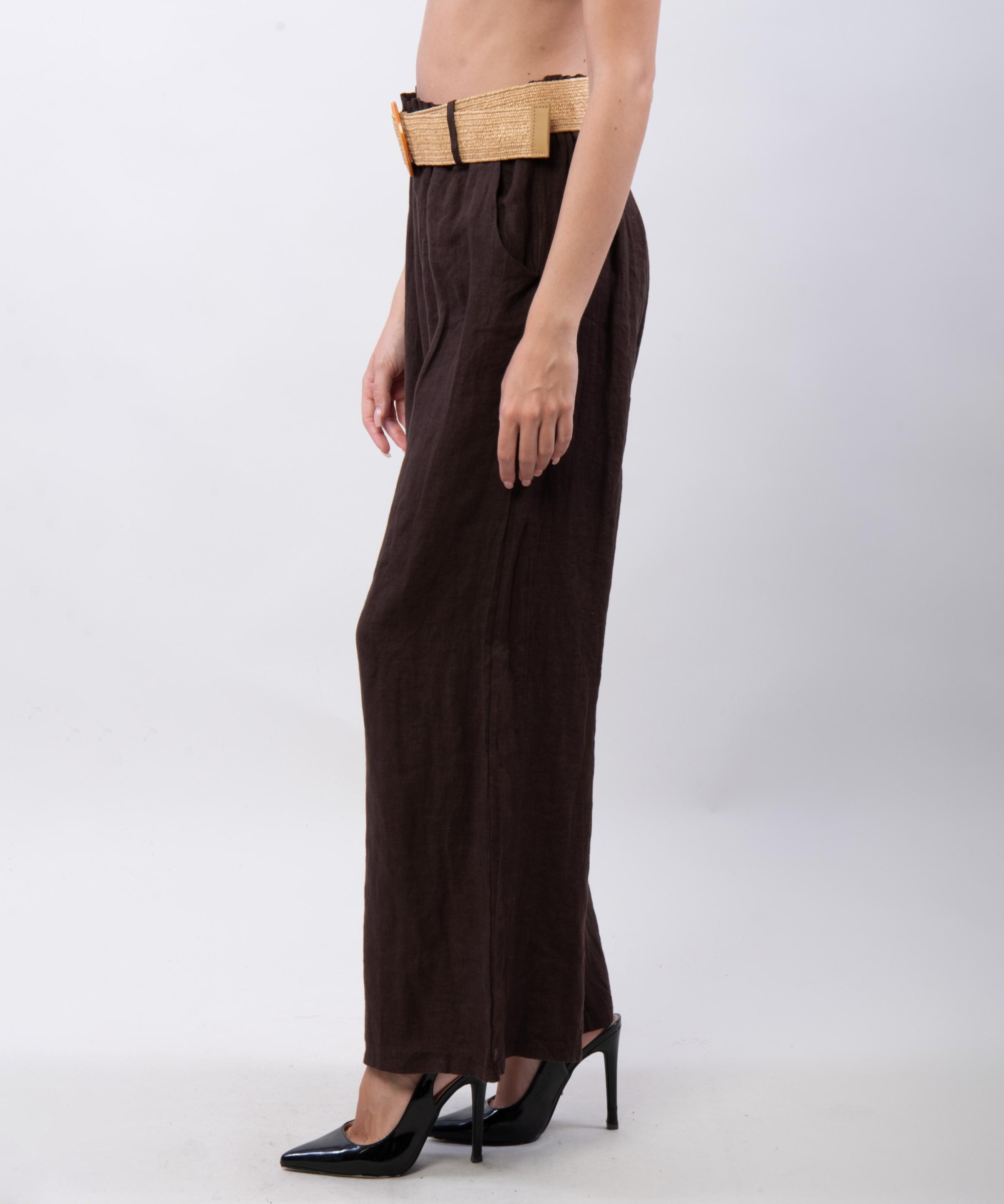 Pantalone Culotte Lino con Cintura