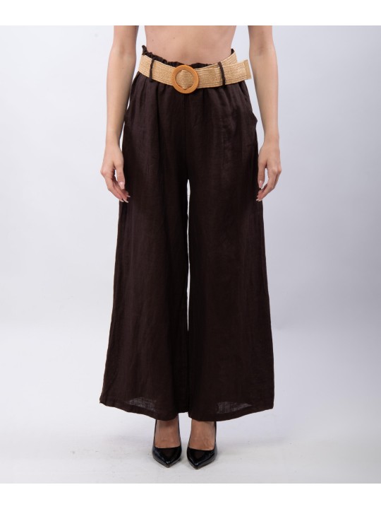 Pantalone Culotte Lino con Cintura