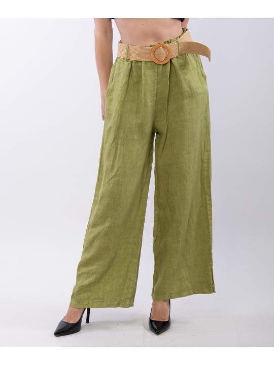 Pantalone Culotte Lino con Cintura