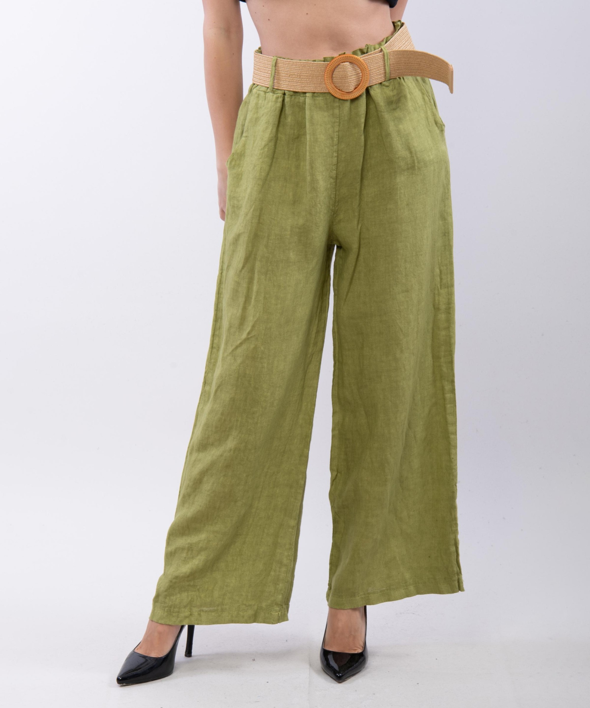 Pantalone Culotte Lino con Cintura