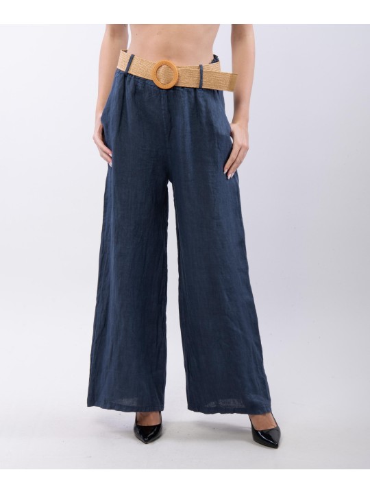 Pantalone Culotte Lino con Cintura