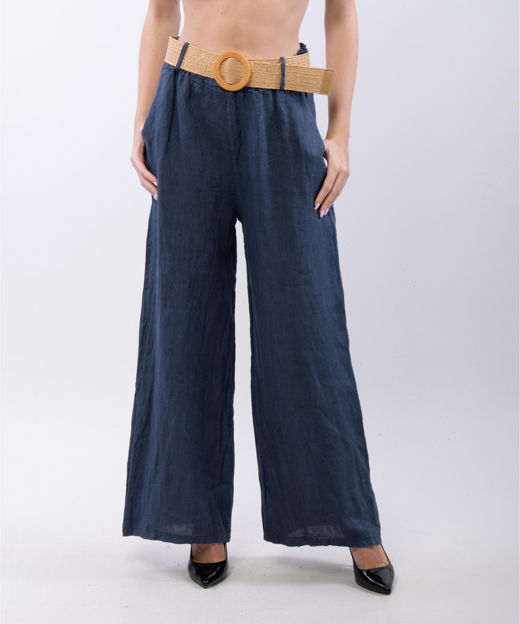Pantalone Culotte Lino con Cintura