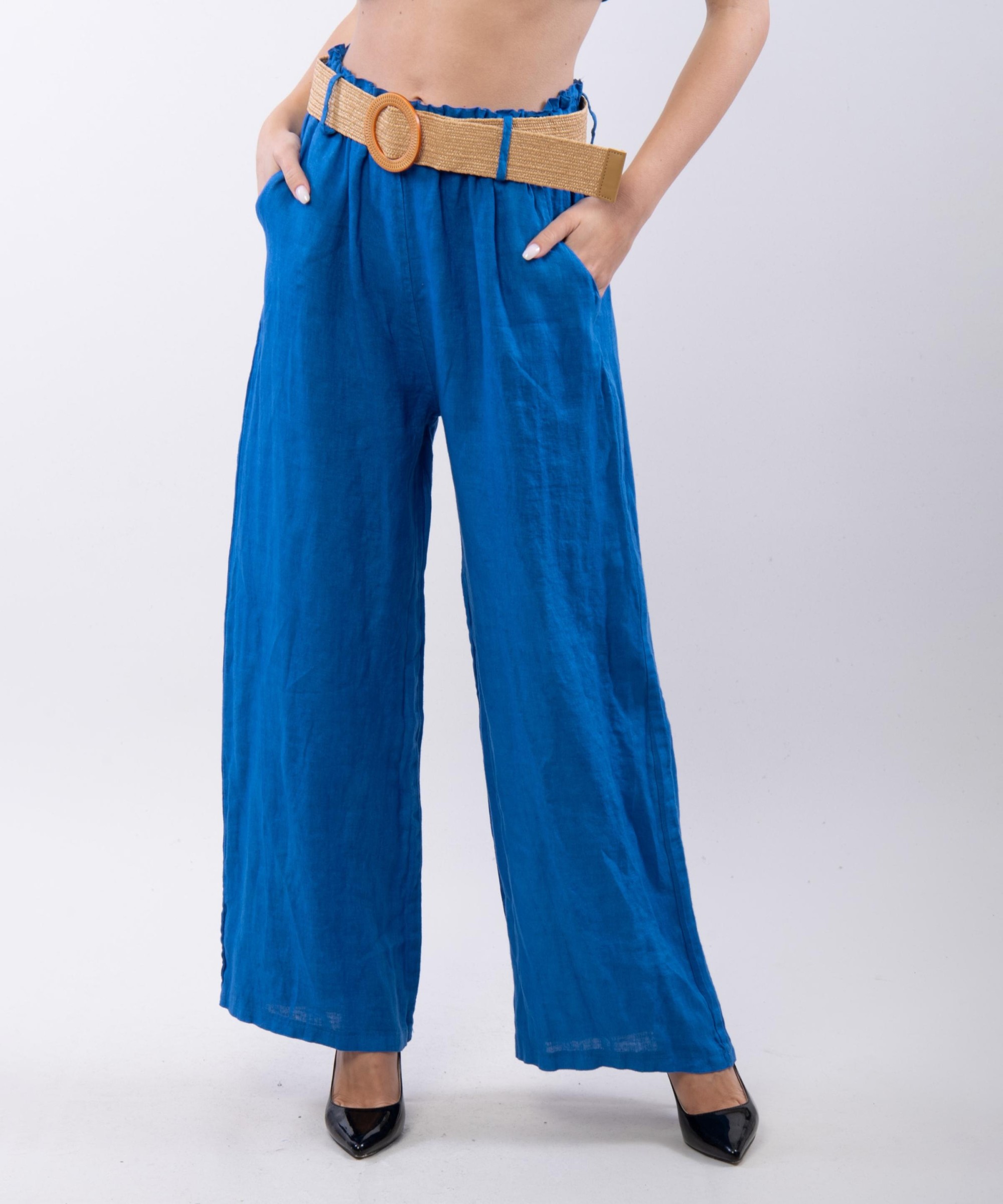 Pantalone Culotte Lino con Cintura