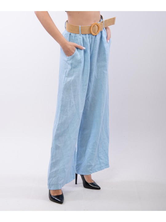 Pantalone Culotte Lino con Cintura