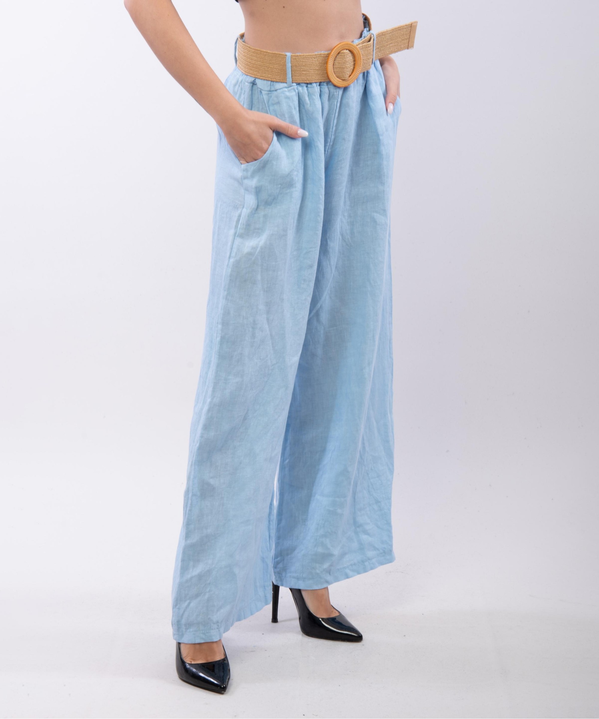 Pantalone Culotte Lino con Cintura