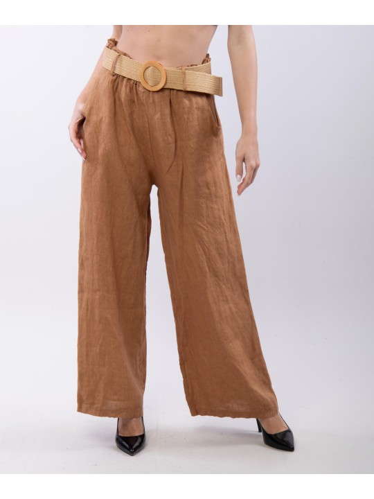 Pantalone Culotte Lino con Cintura