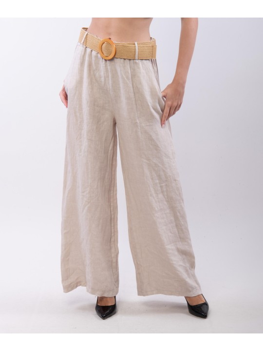 Pantalone Culotte Lino con Cintura