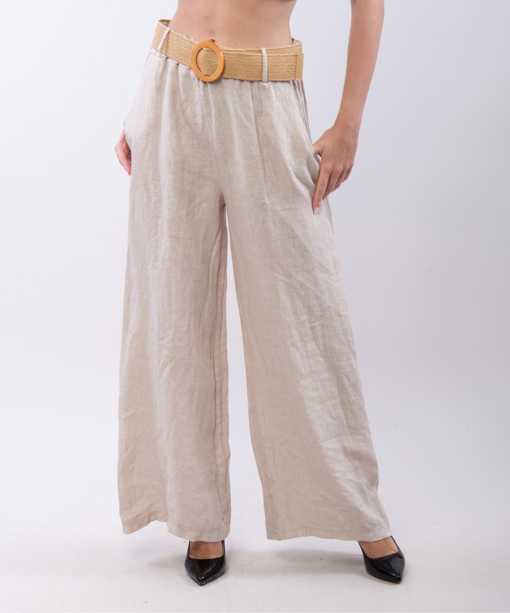 Pantalone Culotte Lino con Cintura