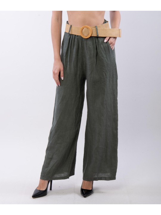 Pantalone Culotte Lino con Cintura