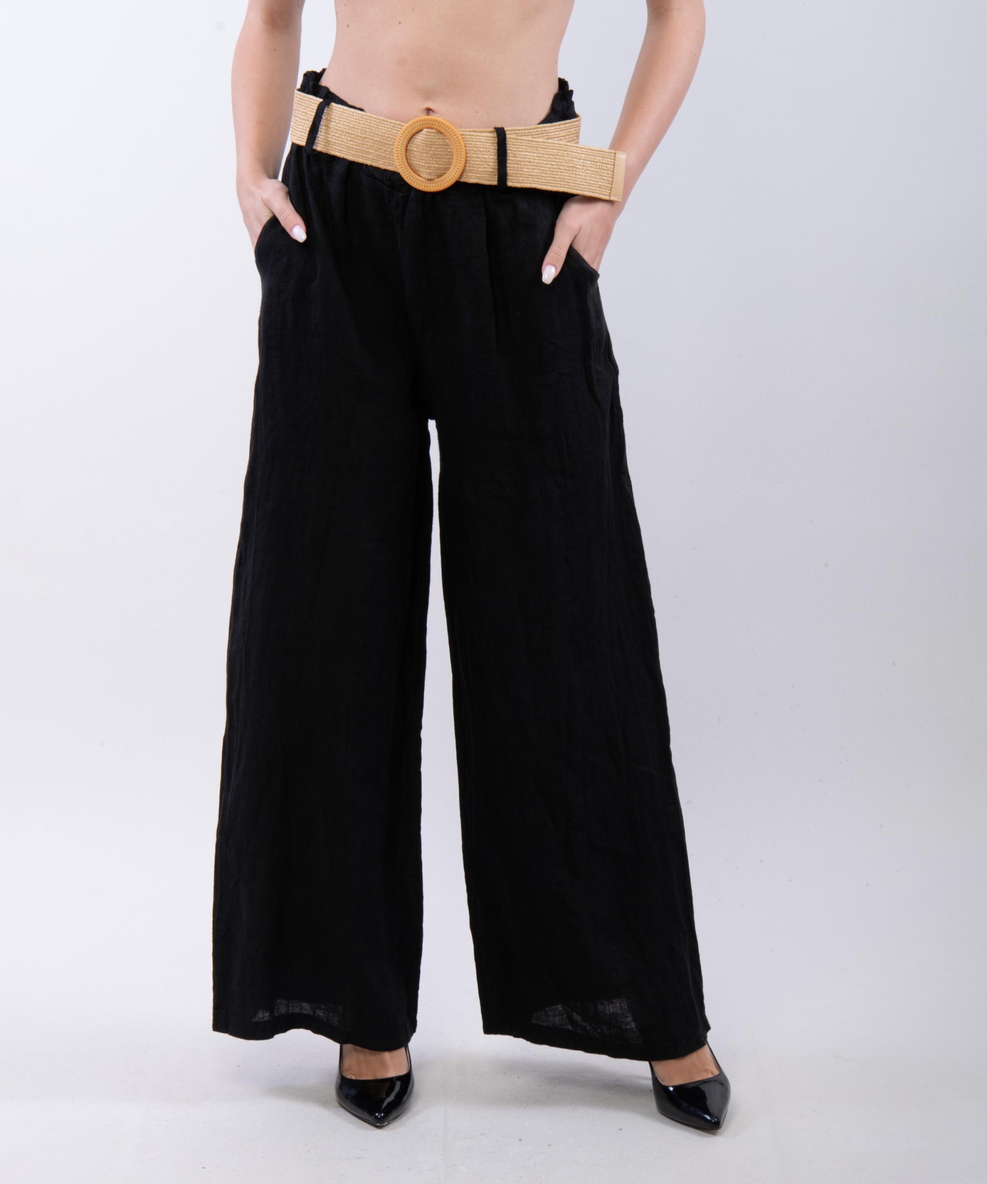 Pantalone Culotte Lino con Cintura