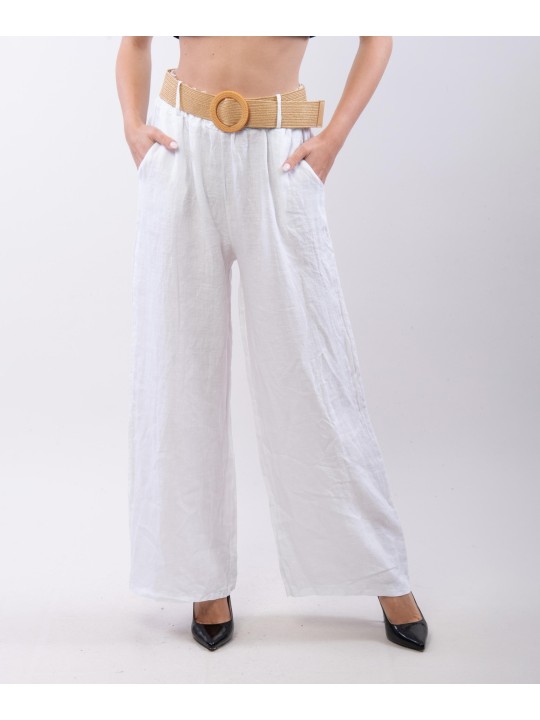 Pantalone Culotte Lino con Cintura