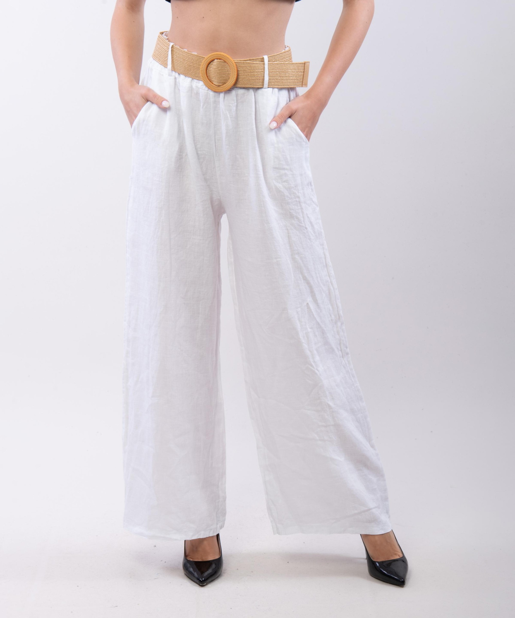 Pantalone Culotte Lino con Cintura