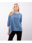 Top Lino Oversize con Bottoni