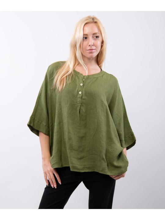 Top Lino Oversize con Bottoni