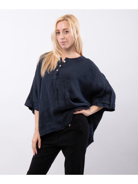 Top Lino Oversize con Bottoni